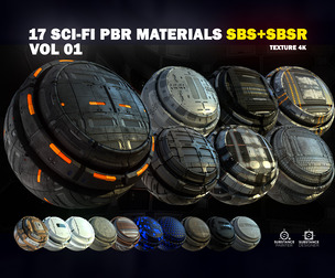 17 Sci-Fi PBR materials 3D model