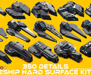 SPACESHIP Sci-Fi Hard Surface KITBASH 350 DETAILS