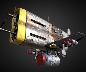 Stylized realistic metal airplane