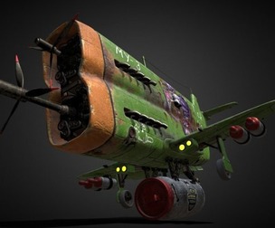 Stylized realistic green airplane