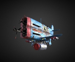 Stylized realistic blue airplane