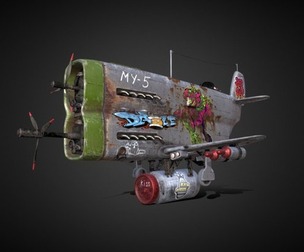 Stylized realistic gray airplane