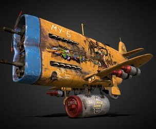 Stylized realistic yellow airplane