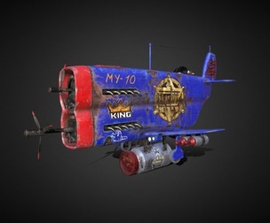 Stylized realistic dark blue  airplane