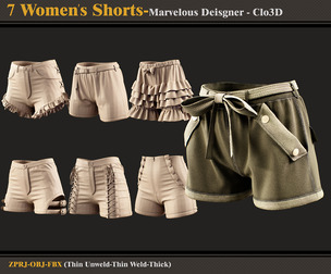 7 Women's Shorts (ZPRJ + FBX + OBJ)