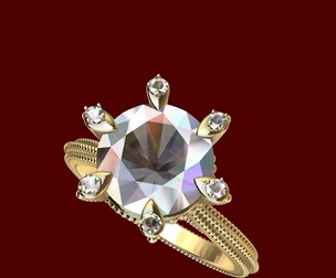 Cathedral Milligrain Ring 3d model