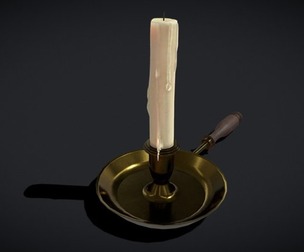 Wood Brass Chamberstick