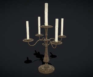 Ornamented Five Point Candelabra