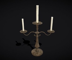 Ornamented Three Point Candelabra