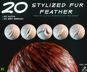 20 Stylized Fur & Feather Alphas & Brushes
