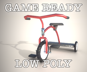 Game ready tricycle PBR painted with controller