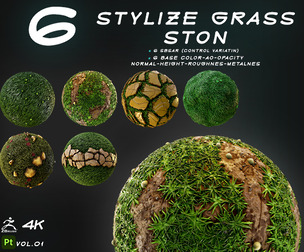 6 MATERIAL STYLIZE Grass AND Stone VOL.01