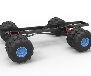 Chassis of vintage truck double wheels 1:25