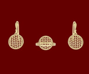 Art deco Contemporary Earrings and Ring Set
