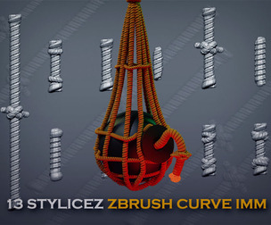 13 Stylized Rope Curve IMM Brush Pack Zbrush