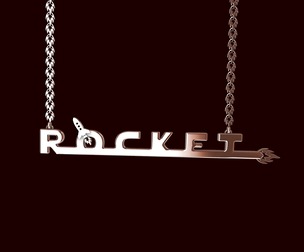 Rocket Text Pendant With Chain 3d Model