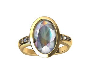 Oval square shank diamond ring