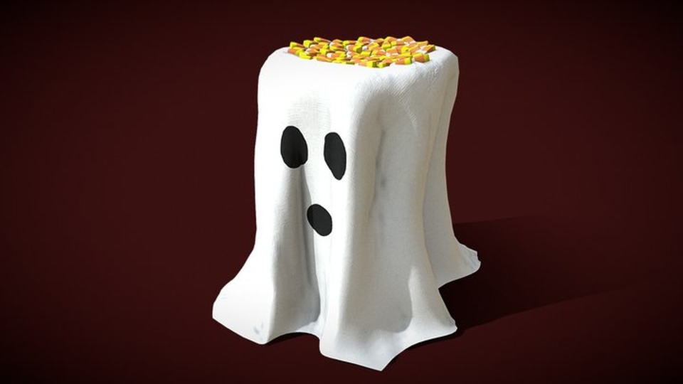 Ghost Table with Candy Corns