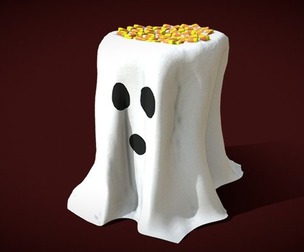 Ghost Table with Candy Corns