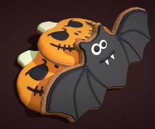 Halloween Pumpkin and Bat Cookies