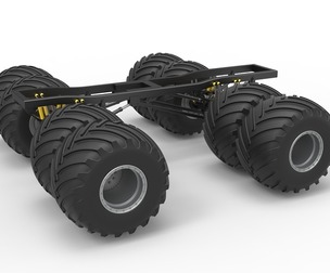 Chassis of vintage monster with double wheels 1:25