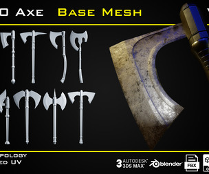 10 Axe BASE MESH - VOL 01 (Game Ready)