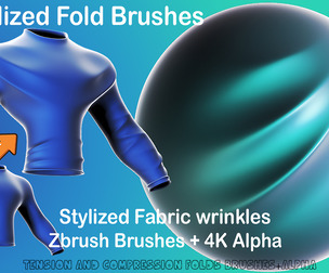 Stylized Fabric fold brush for zbrush + alpha