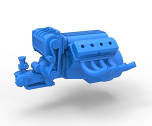 Engine V8 for vintage dragster V2 Scale 1:25