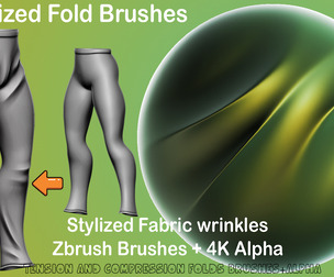 Stylized Fabric fold brush for zbrush + alpha
