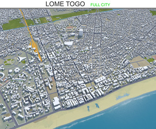 Lome city Togo 3d model 25km