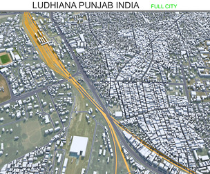 Ludhiana city Punjab India 3d model 35km