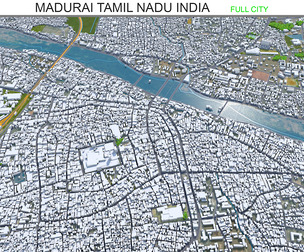 Madurai city Tamil Nadu India 3d model 25km