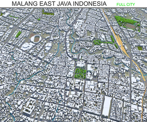 Malang city East Java Indonesia 3d model 20km