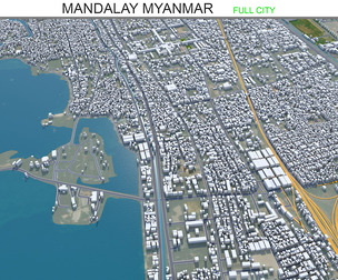 Mandalay city Myanmar (Burma) 3d model 30km