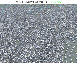 Mbuji Mayi city Congo 3d model 20km