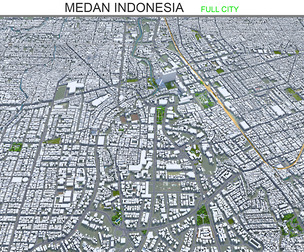 Medan city Indonesia 3d model 30km