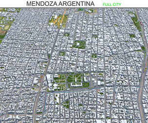 Mendoza city Argentina 3d model 32km