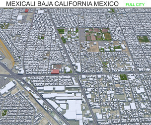 Mexicali Baja city California Mexico 3d model 30km