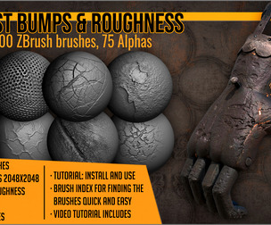 Rust Bumps and Roughness Maker 300 ZBrush brushes