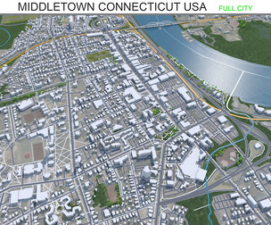 Middletown Connecticut USA 3d model 15km