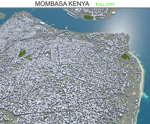 Mombasa city Kenya 3d model 30km