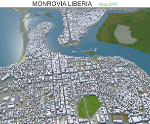 Monrovia city Liberia 3d model 20km