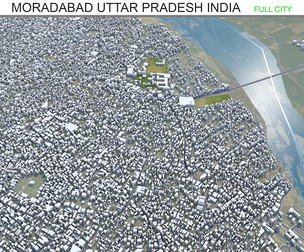 Moradabad city Uttar Pradesh India 3d model 15km