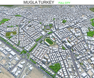 Mugla city Turkey 3d model 10km