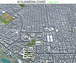 N Djamena city Chad 3d model 30km