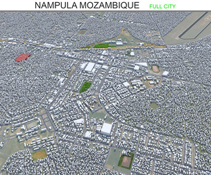 Nampula city Mozambique 3d model 15km