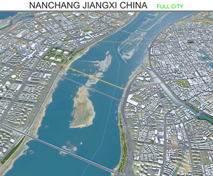 Nanchang city Jiangxi China 3d model 60km