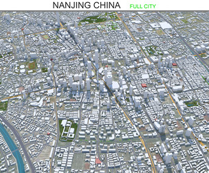 Nanjing city China 3d model 100km