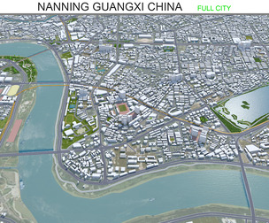 Nanning city Guangxi China 3d model 50km