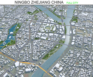 Ningbo city Zhejiang China 3d model 150km